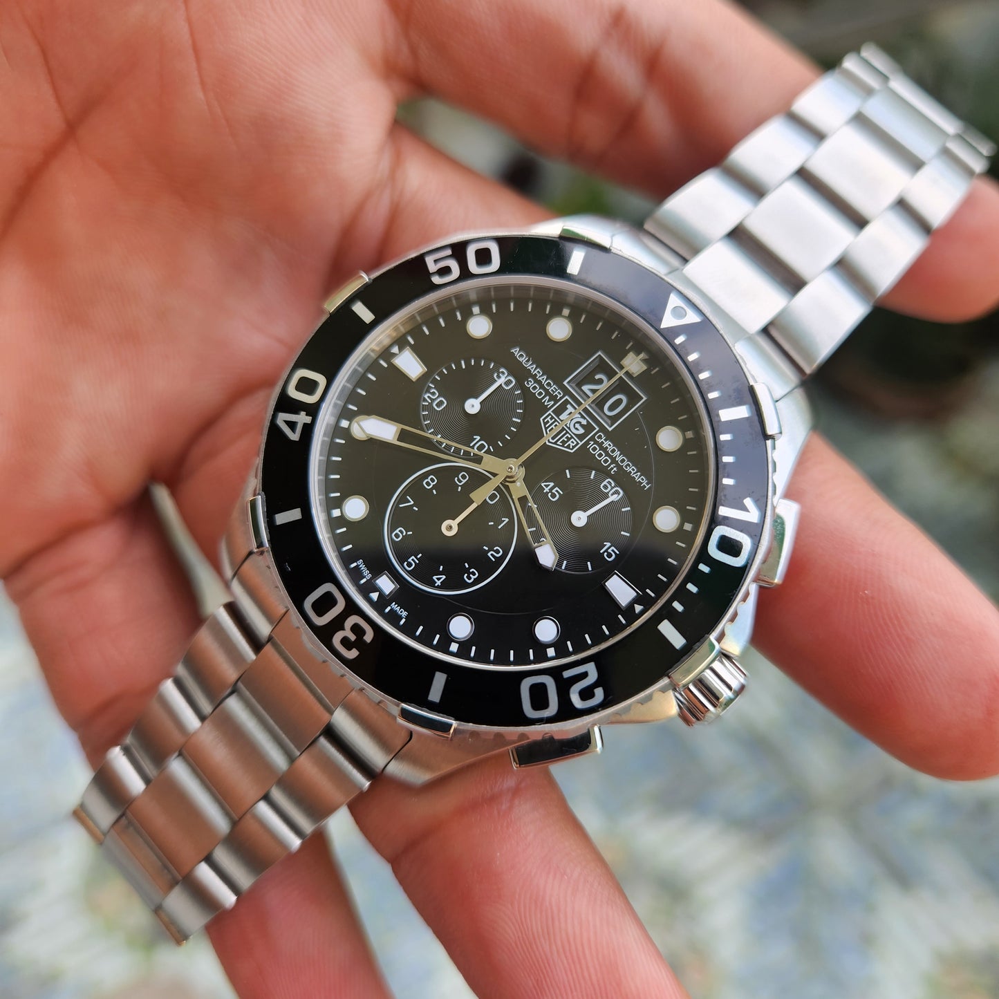 Tag Heuer Aquaracer Chronograph Grande Date Black Dial 43mm