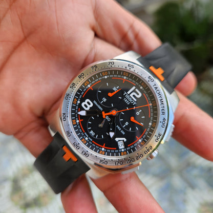 Tissot PRS 330 T-Sport Racing Chronograph with Orange Accent in Black Dial 42.5mm - Complete Set