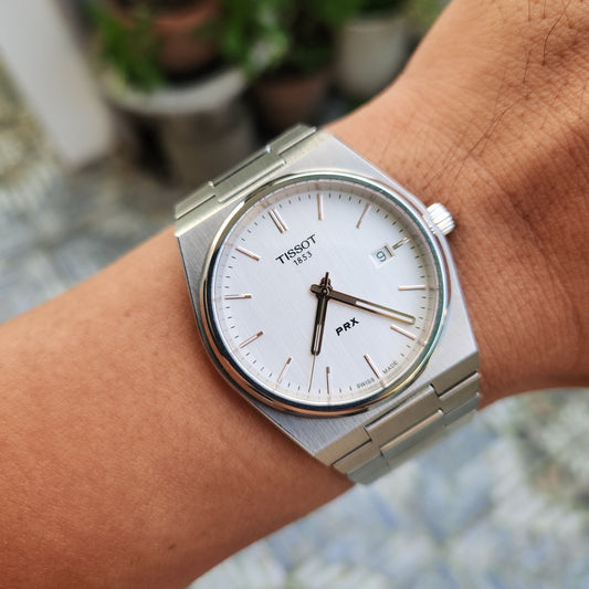 Tissot PRX Rose Gold Indeces in Silver/White Dial 40mm