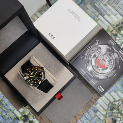 Oris Aquis Date Grey PVD case, Ceramic Bezel with Orange Accents in Black Dial 43mm