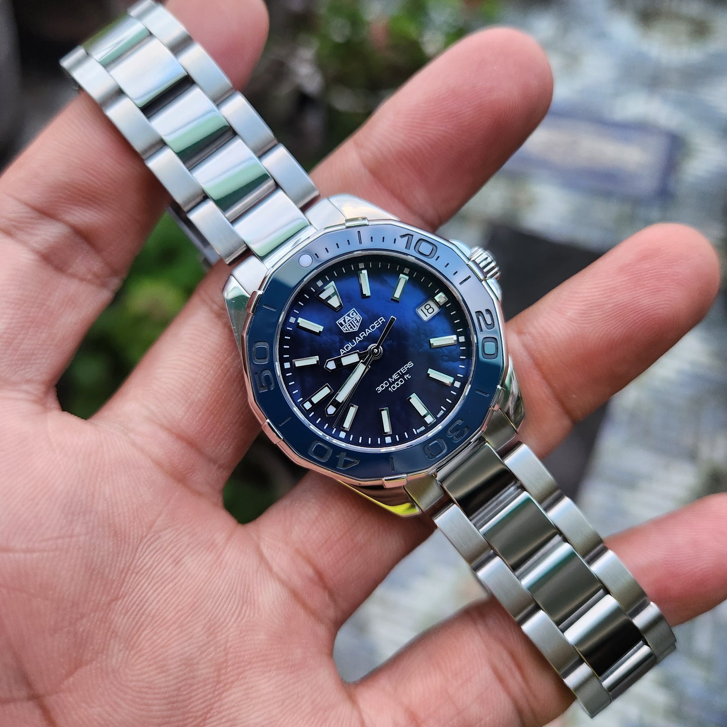 Tag Heuer Ladies Aquaracer Ceramic Bezel in Blue Mother of Pearl Dial 35mm - Complete Set