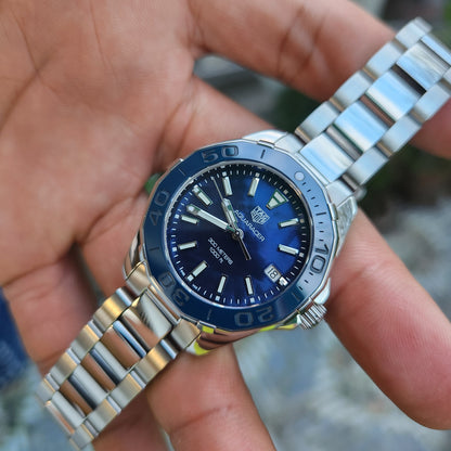 Tag Heuer Ladies Aquaracer Ceramic Bezel in Blue Mother of Pearl Dial 35mm - Complete Set