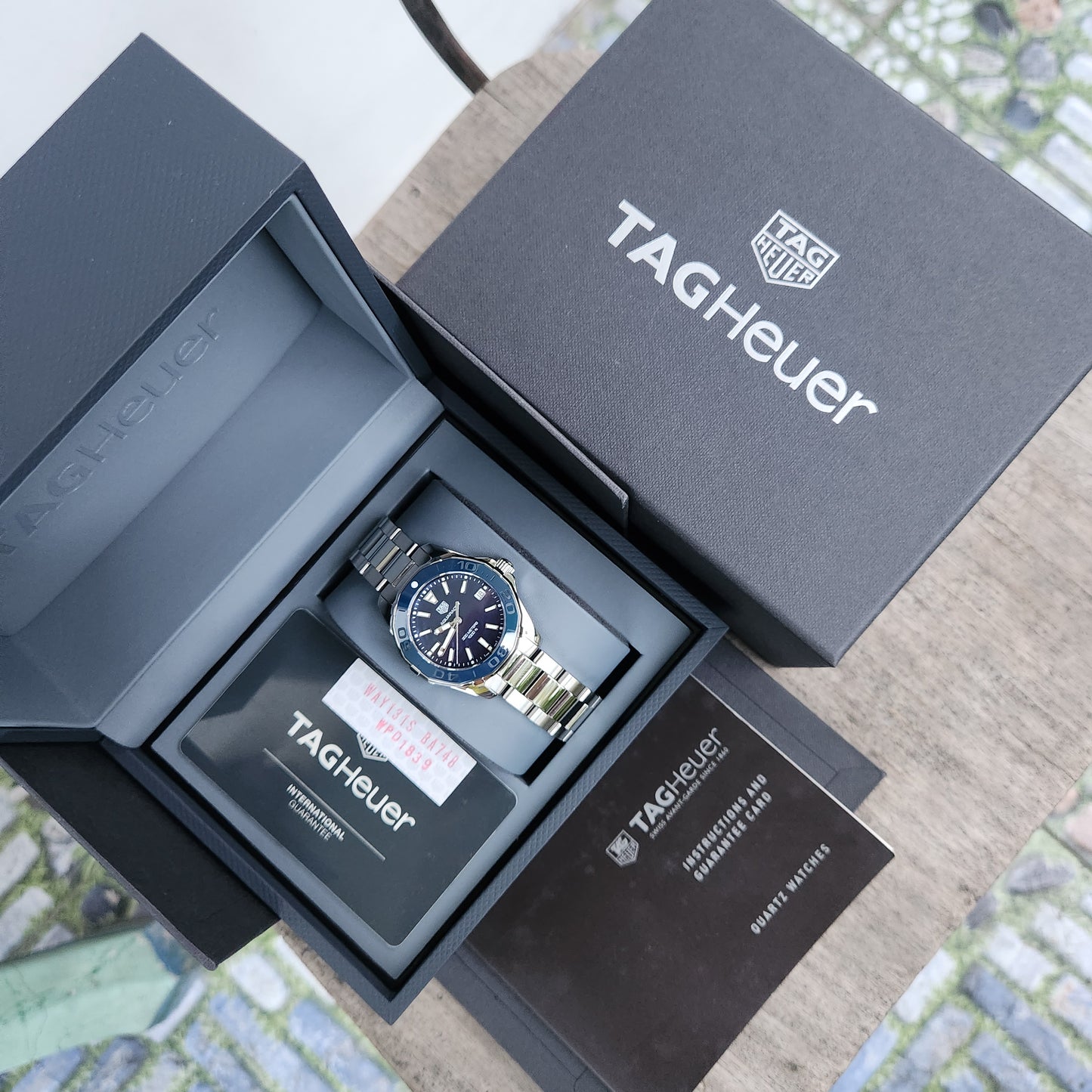 Tag Heuer Ladies Aquaracer Ceramic Bezel in Blue Mother of Pearl Dial 35mm - Complete Set