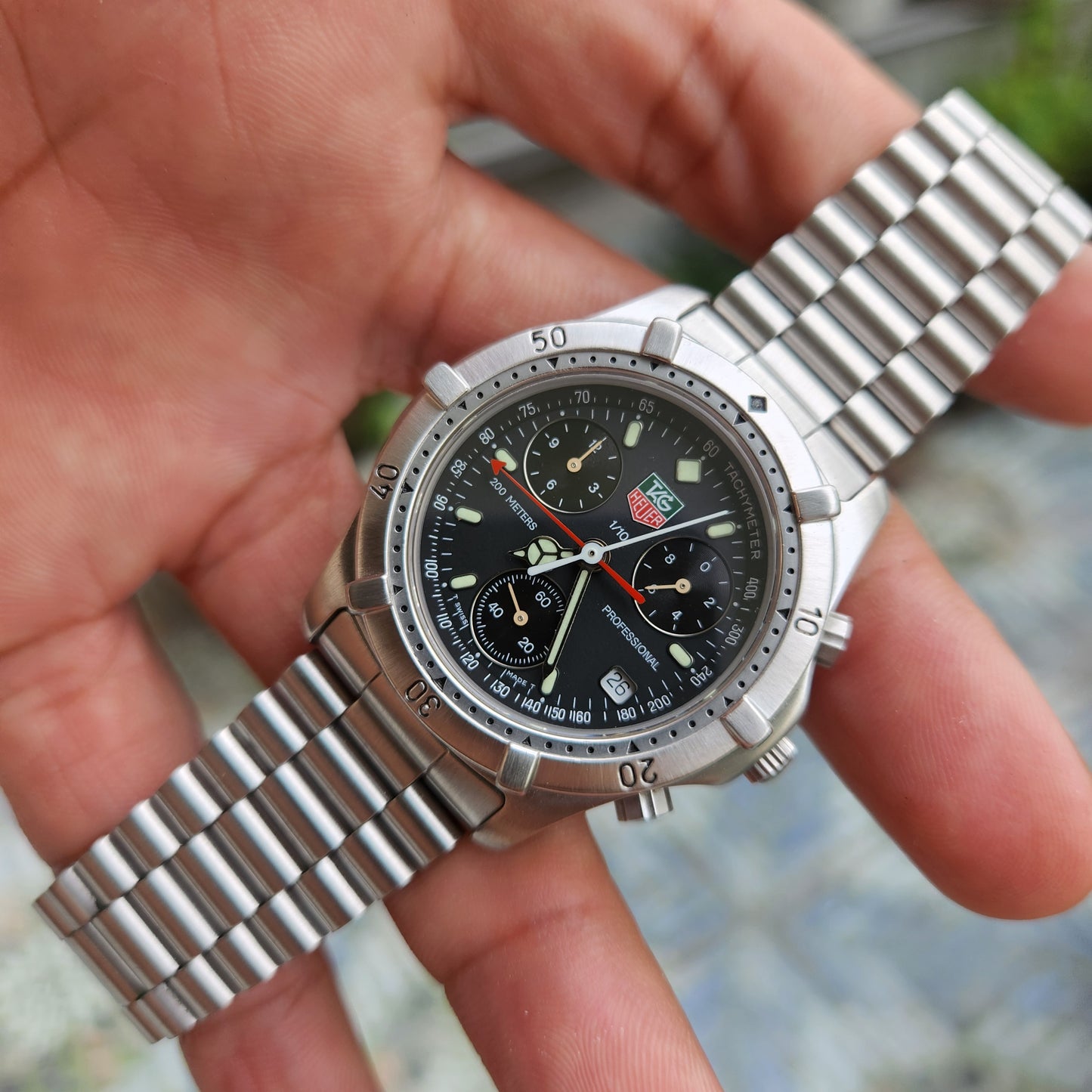 Tag Heuer 2000 Series Professional Vintage Chronograph 38mm Matte Black Dial