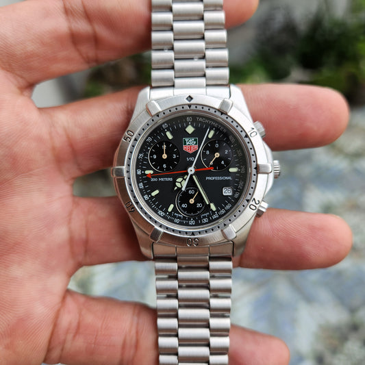 Tag Heuer 2000 Series Professional Vintage Chronograph 38mm Matte Black Dial