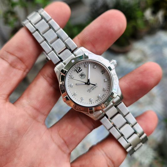 Tag Heuer Ladies Aquaracer in White Mother of Pearl Dial with Diamonds 33mm