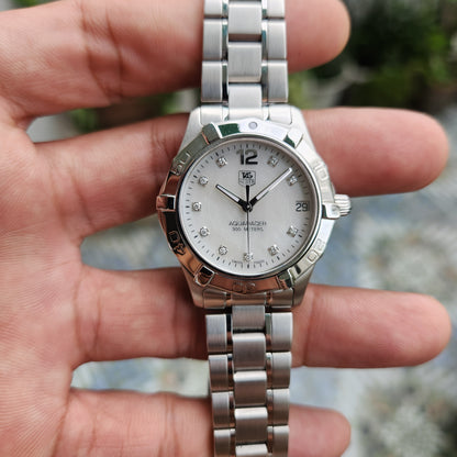 Tag Heuer Ladies Aquaracer in White Mother of Pearl Dial with Diamonds 33mm