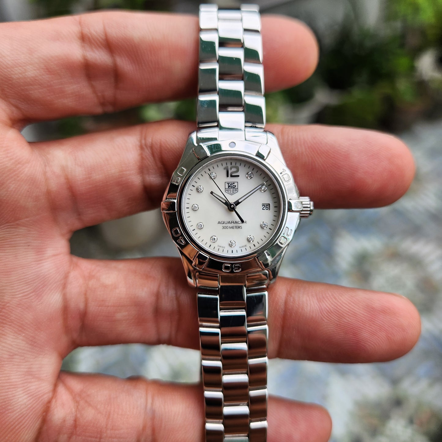 Tag Heuer Ladies Aquaracer White Mother of Pearl Dial with Diamonds 27mm&nbsp;