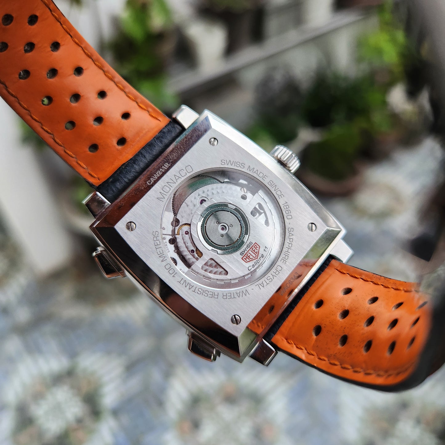 Tag Heuer Monaco Calibre 11 Gulf Special Edition Caliber 11 39mm in Blue/Orange Racing Stripes Dial