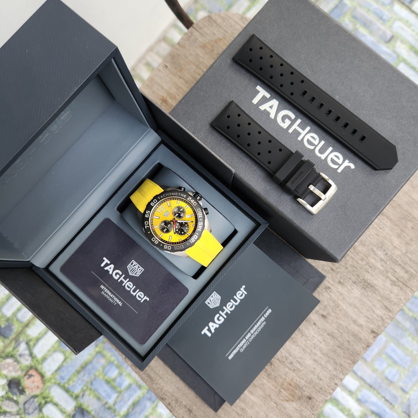 Tag Heuer F1 Chronograph Yellow Dial 43mm - Complete Set