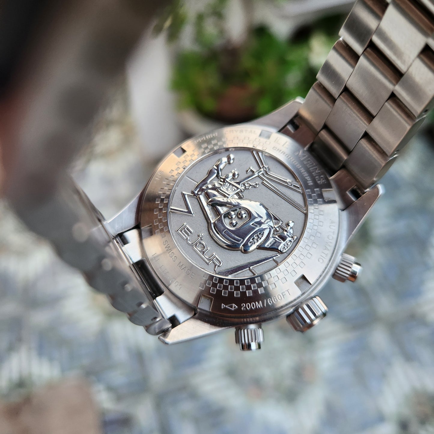 Le Jour Le Mans Chronograph Swiss Automatic in Blue Dial with Brown Bezel and Sub Dials 42mm