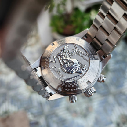 Le Jour Le Mans Chronograph Swiss Automatic in Blue Dial with Brown Bezel and Sub Dials 42mm