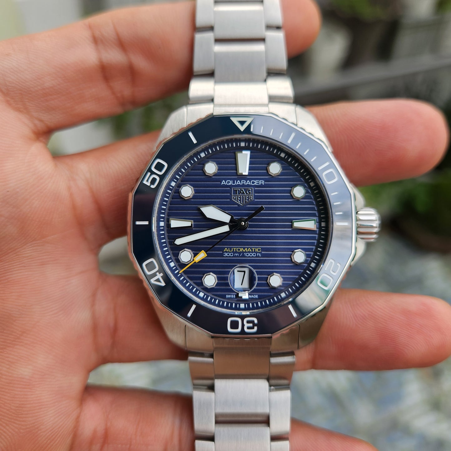 Tag Heuer Aquaracer Professional 300 Calibre 5 Ceramic Bezel in Blue Dial 43mm - Complete Set
