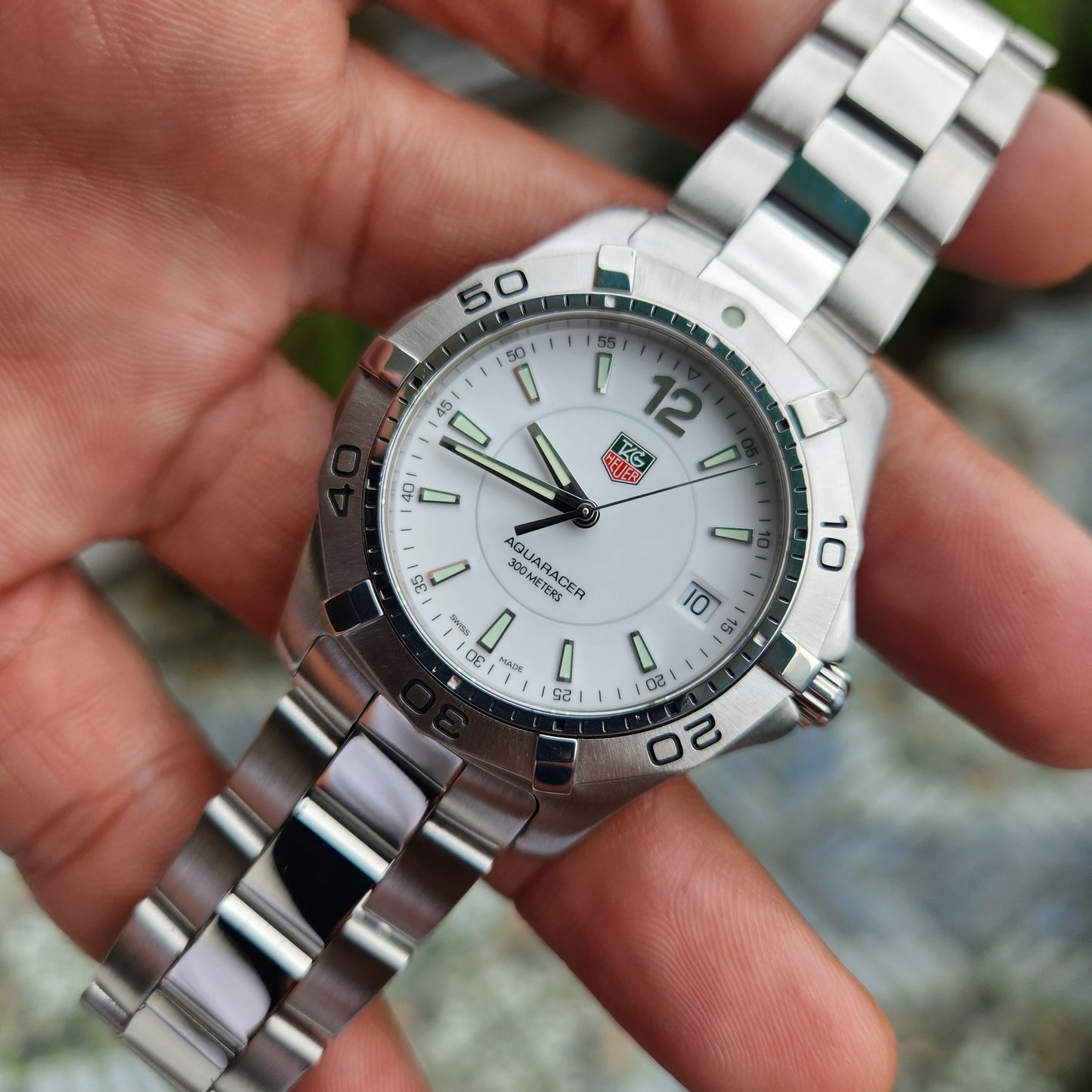 Tag Heuer Aquaracer 300M Steel Bezel in White Dial 39mm