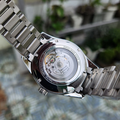 Tag Heuer Carrera Calibre 5 Day-Date Rose Gold Accents in Black Azurage Dial 41mm