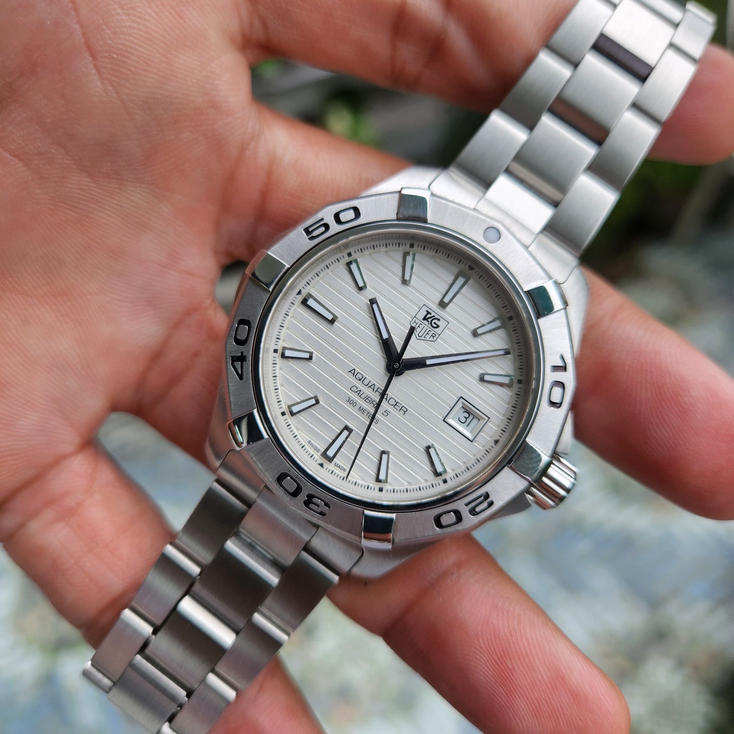 Tag Heuer Aquaracer Calibre 5 White/Silver Dial 41mm