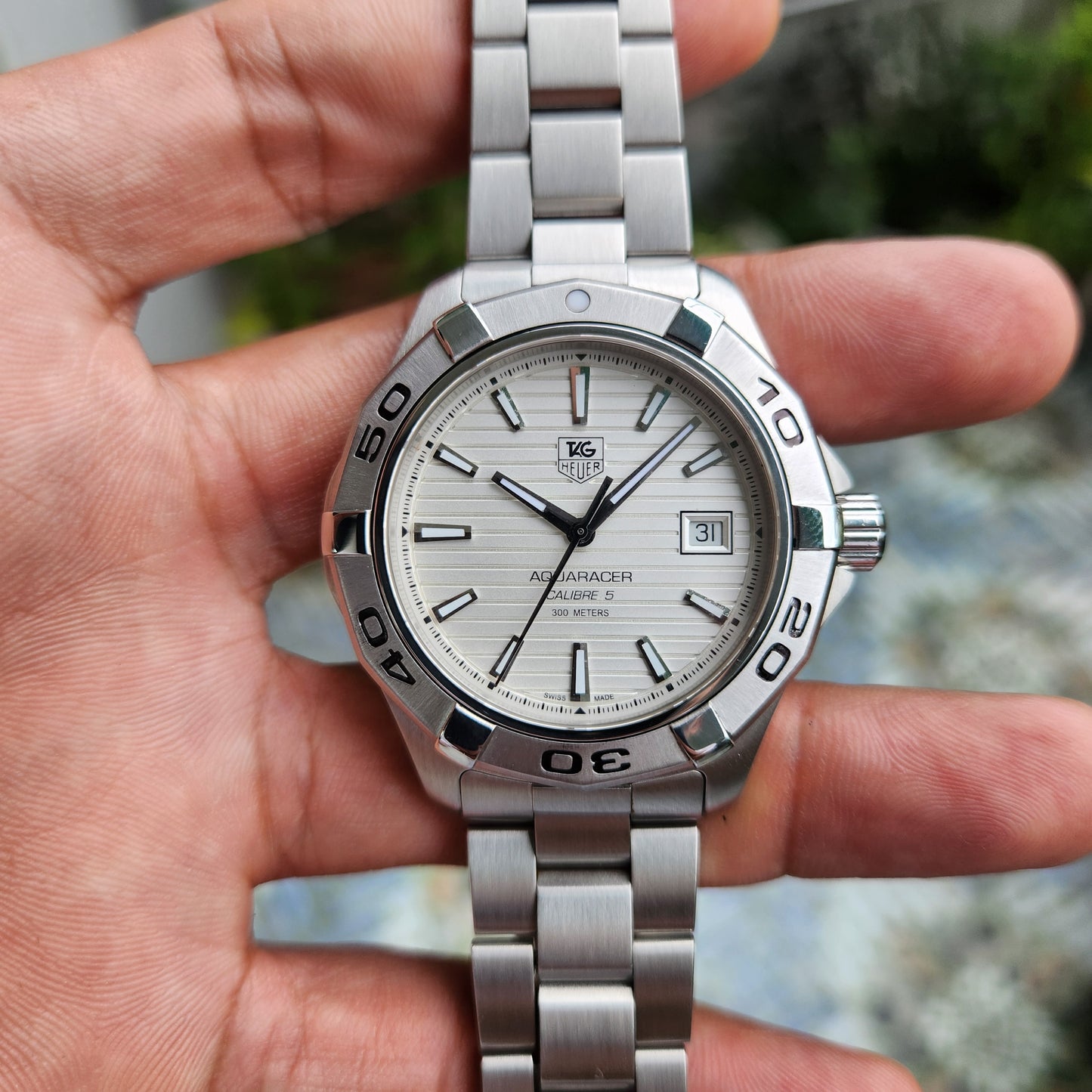 Tag Heuer Aquaracer Calibre 5 White/Silver Dial 41mm