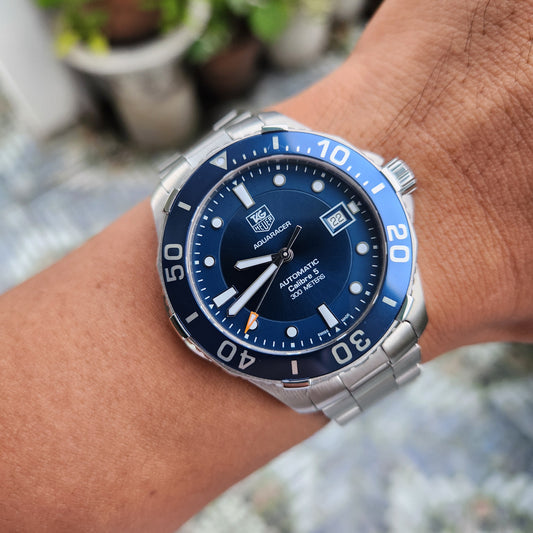 Tag Heuer Aquaracer Calibre 5 Steel Alu Bezel in Blue Dial 41mm