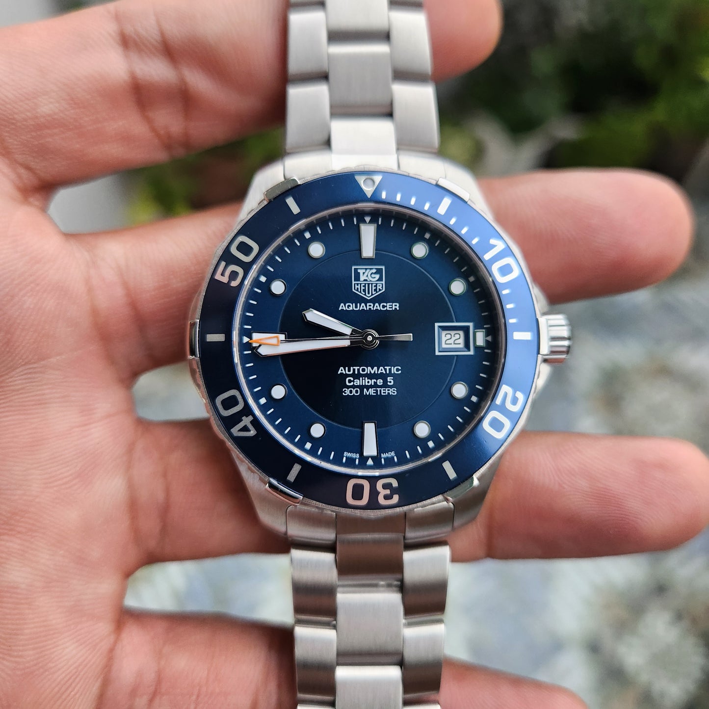 Tag Heuer Aquaracer Calibre 5 Steel Alu Bezel in Blue Dial 41mm