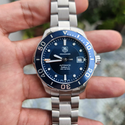 Tag Heuer Aquaracer Calibre 5 Steel Alu Bezel in Blue Dial 41mm