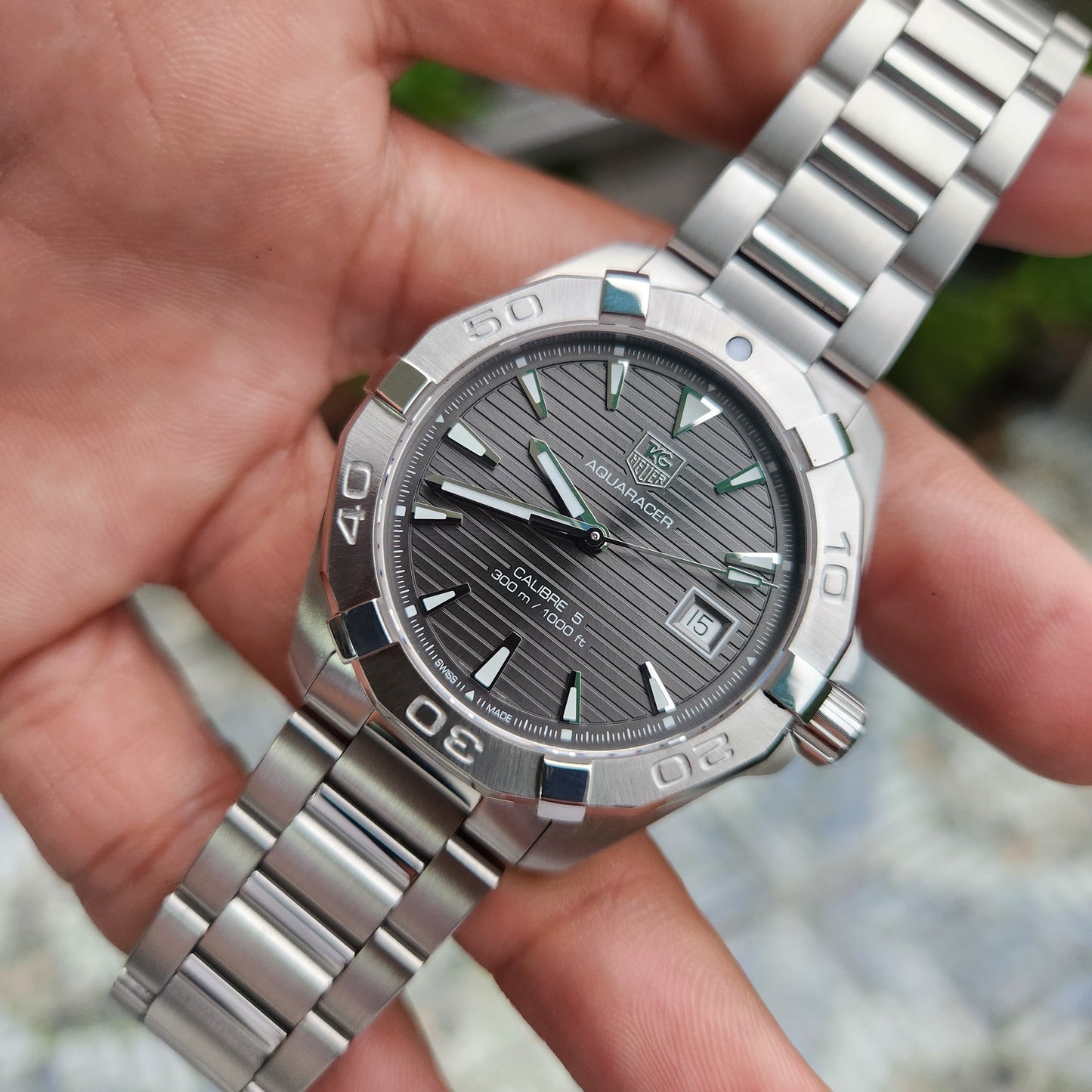 Tag Heuer Aquaracer Calibre 5 in Sunray Grey Dial 41mm - Complete Set