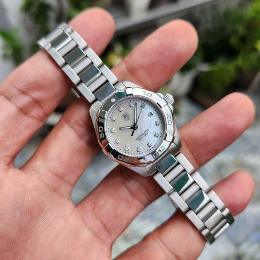 Tag Heuer Ladies Aquaracer Mother of Pearl White Dial with 11 Diamonds 27mm