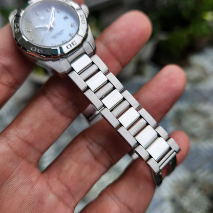 Tag Heuer Ladies Aquaracer Mother of Pearl White Dial with 11 Diamonds 27mm