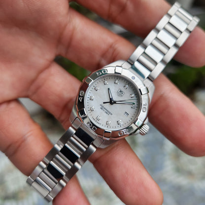 Tag Heuer Ladies Aquaracer Mother of Pearl White Dial with 11 Diamonds 27mm