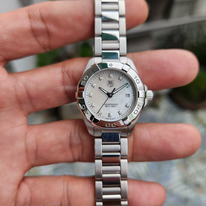 Tag Heuer Ladies Aquaracer Mother of Pearl White Dial with 11 Diamonds 27mm
