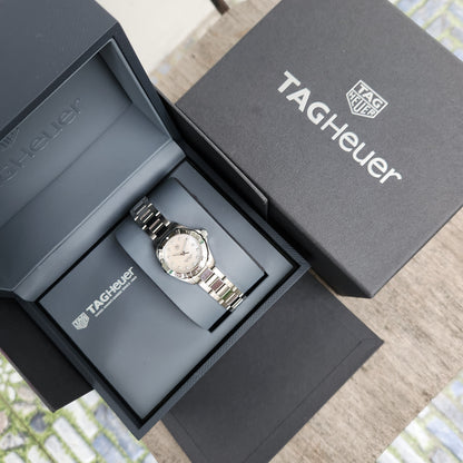 Tag Heuer Ladies Aquaracer Mother of Pearl White Dial with 11 Diamonds 27mm
