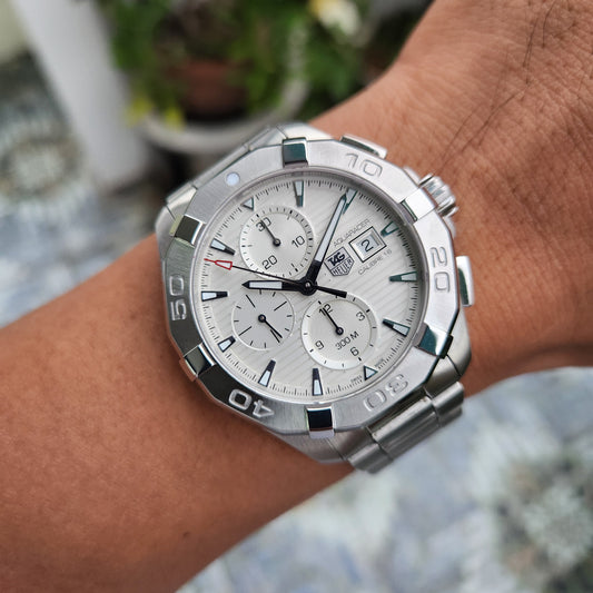 Tag Heuer Aquaracer Chronograph Calibre 16 in White Dial 43mm - Complete Set