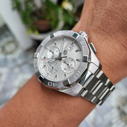 Tag Heuer Aquaracer Chronograph Calibre 16 in White Dial 43mm - Complete Set