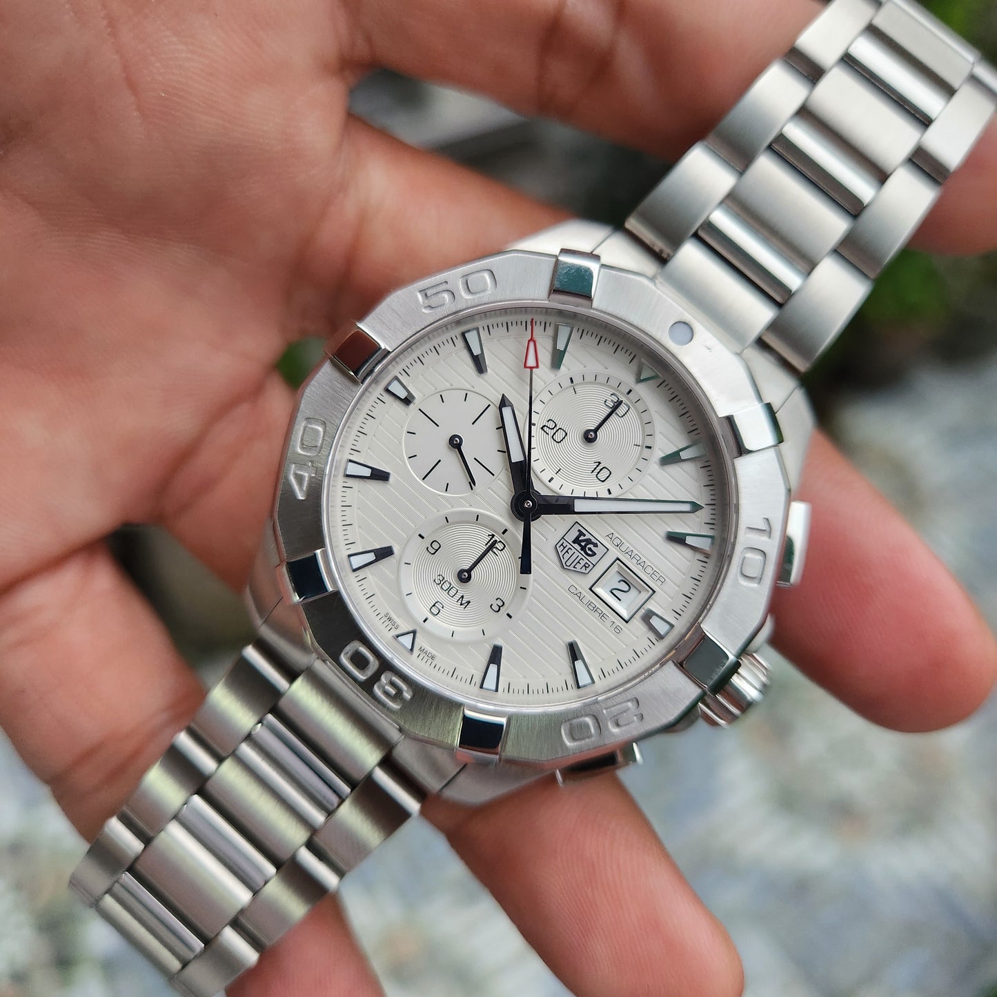 Tag Heuer Aquaracer Chronograph Calibre 16 in White Dial 43mm - Complete Set