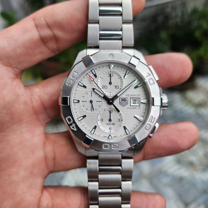 Tag Heuer Aquaracer Chronograph Calibre 16 in White Dial 43mm - Complete Set