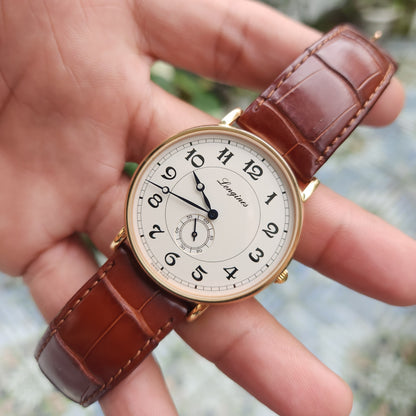 Longines Presence Heritage 18k Solid Rose Gold in Matte Silver Dial 38.5mm - Complete Set