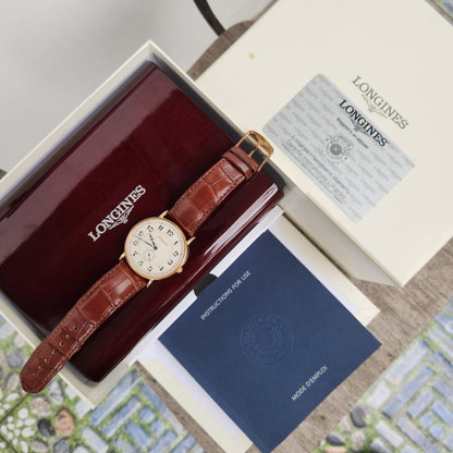 Longines Presence Heritage 18k Solid Rose Gold in Matte Silver Dial 38.5mm - Complete Set
