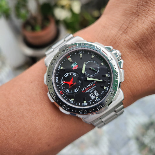 Tag Heuer F1 Alarm Steel Bezel in Black Dial 41mm