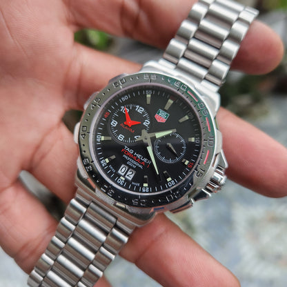 Tag Heuer F1 Alarm Steel Bezel in Black Dial 41mm