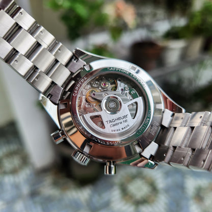 Tag Heuer Carrera Heritage Calibre 16 Chronograph in Rose Gold Arabic Markers in Silver Dial 41mm - Complete Set