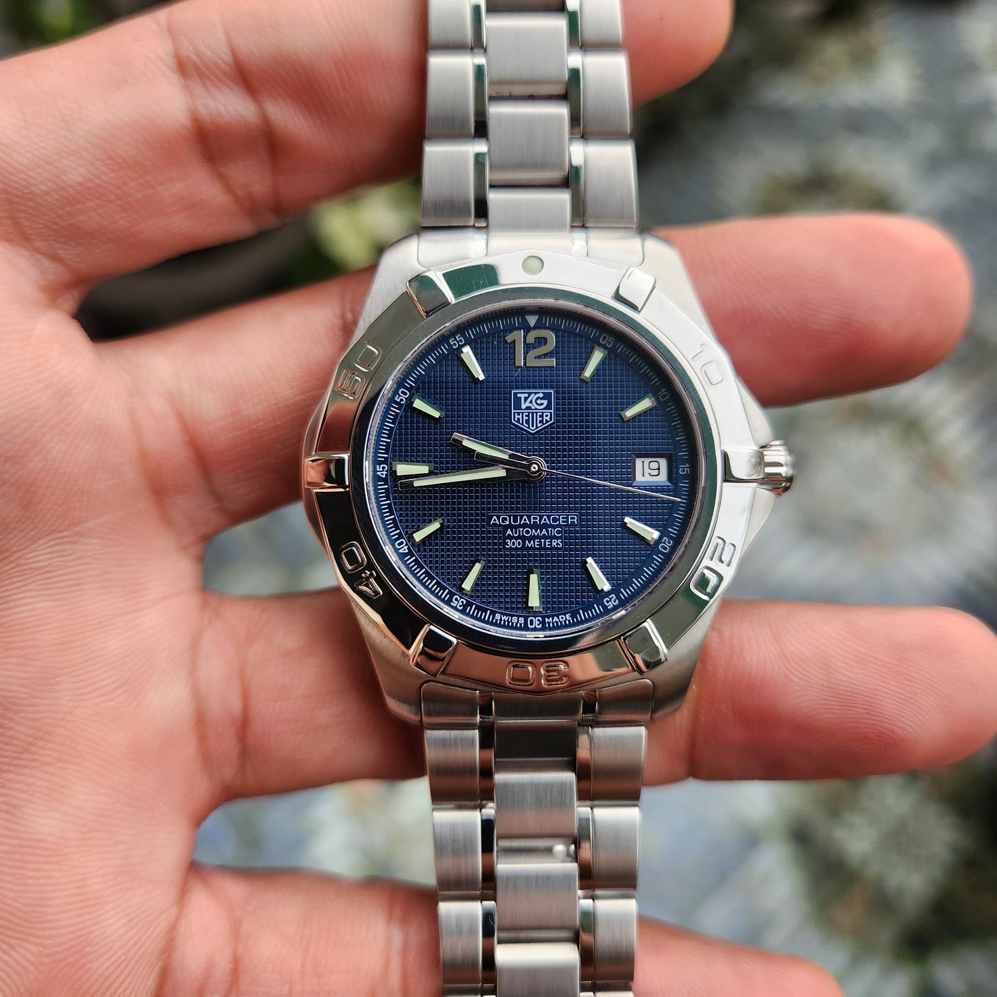 Tag Heuer Aquaracer Calibre 5 in Blue Waffle Dial 39mm - Complete Set