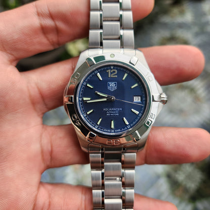 Tag Heuer Aquaracer Calibre 5 in Blue Waffle Dial 39mm - Complete Set