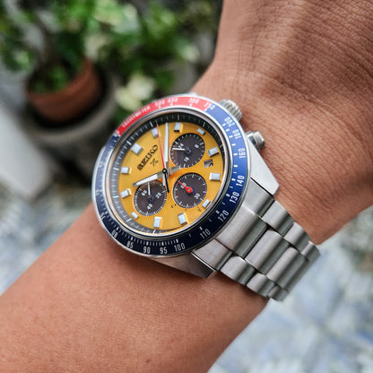 Seiko Prospex Solar Chronograph Speedtimer 'Pogue' in Yellow Dial- Complete Set