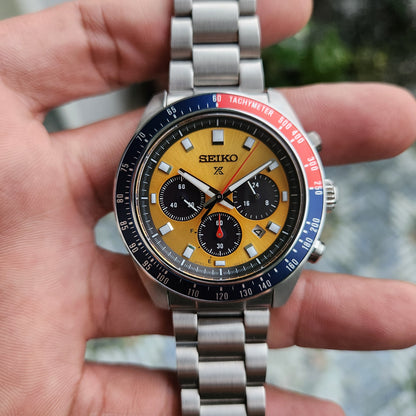 Seiko Prospex Solar Chronograph Speedtimer 'Pogue' in Yellow Dial- Complete Set