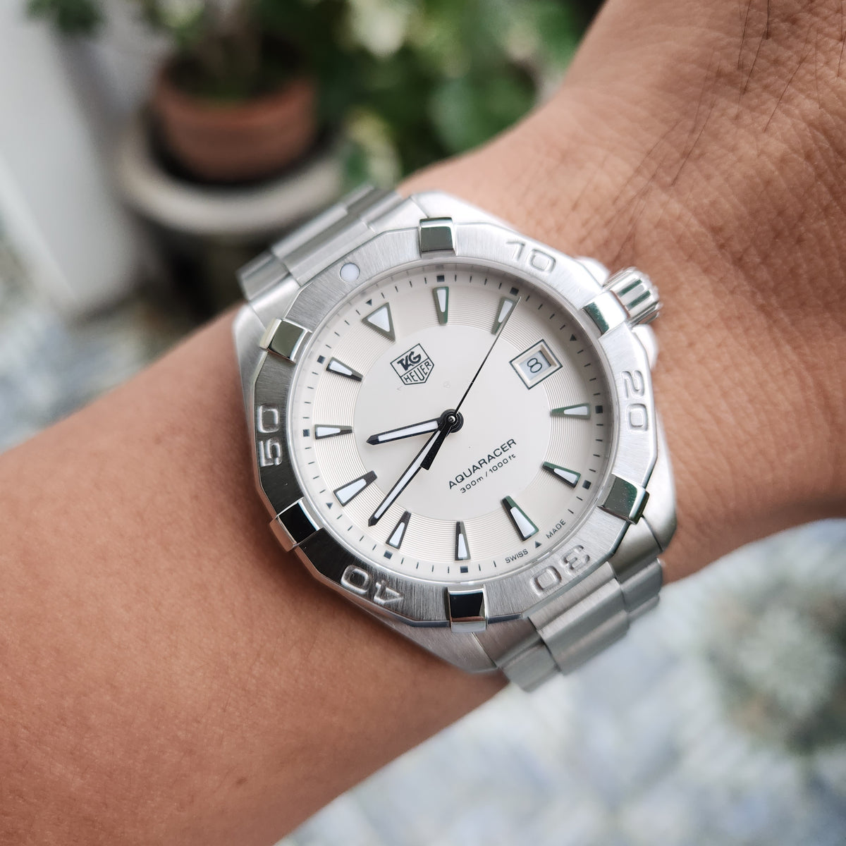 Tag Heuer Aquaracer 300M Steel Bezel in White Dial 41mm
