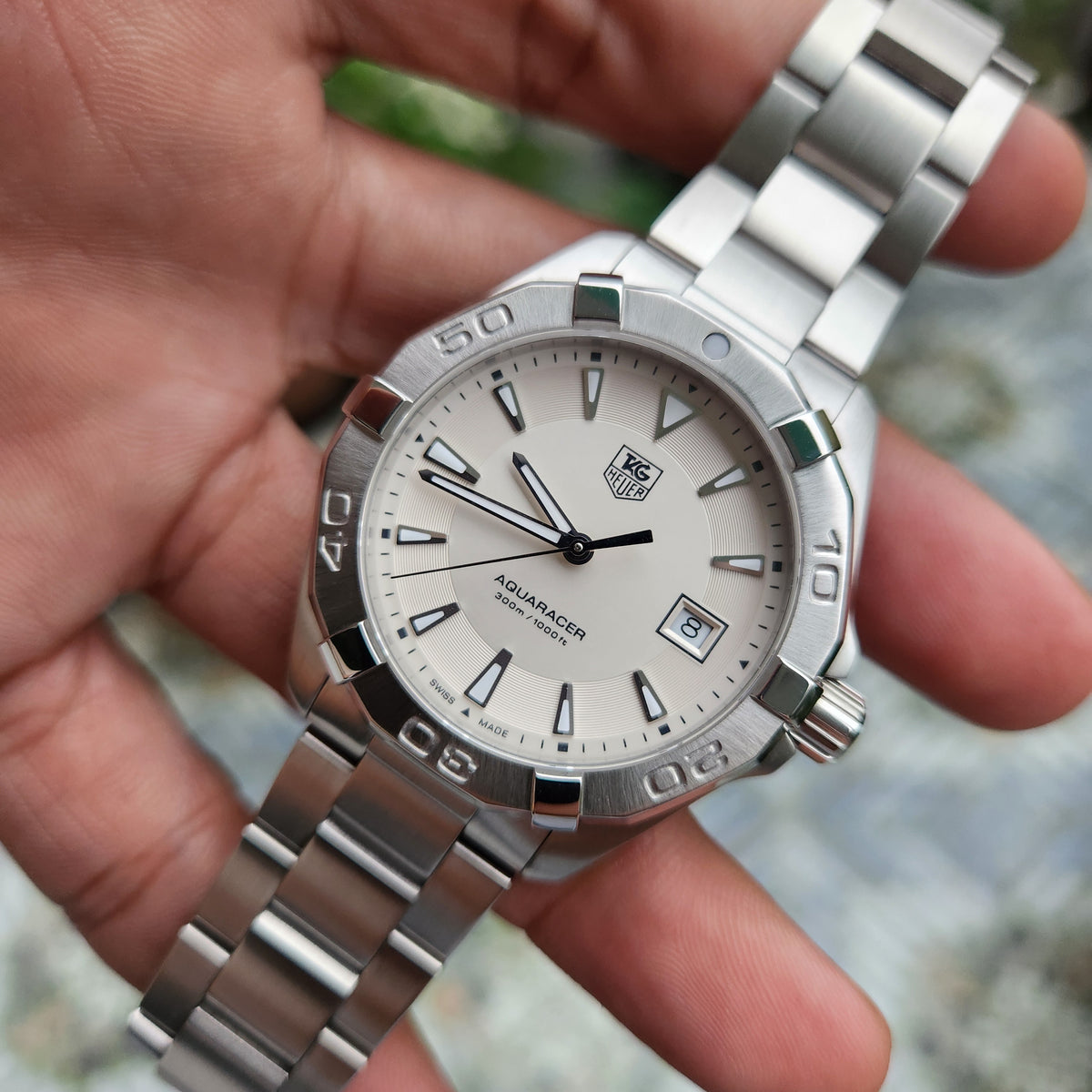 Tag Heuer Aquaracer 300M Steel Bezel in White Dial 41mm