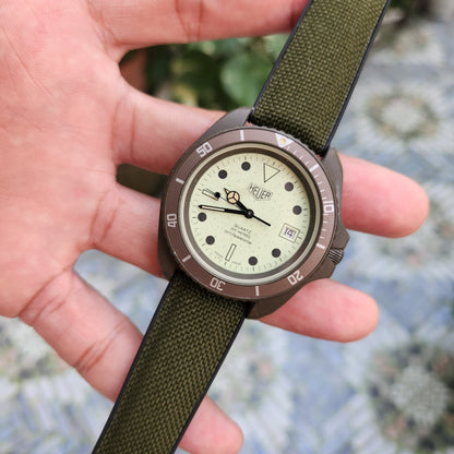 Vintage Heuer Matte Green PVD 'NightDiver' in Full Lume Dial 42mm