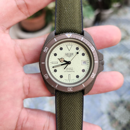 Vintage Heuer Matte Green PVD 'NightDiver' in Full Lume Dial 42mm