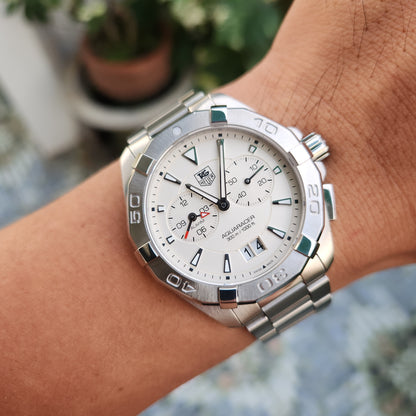 Tag Heuer Aquaracer Alarm Steel Bezel in White Dial 41mm - Complete Set