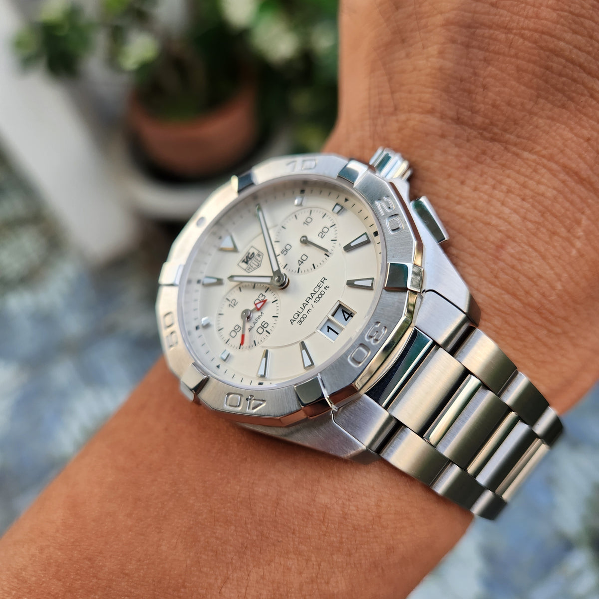 Tag Heuer Aquaracer Alarm Steel Bezel in White Dial 41mm - Complete Set