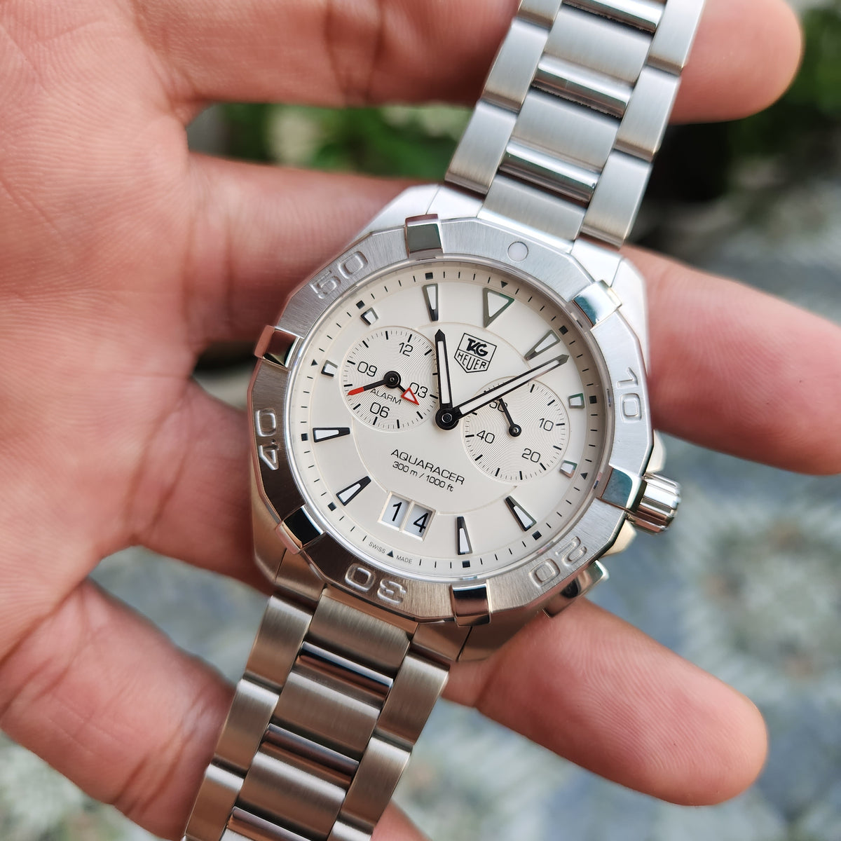 Tag Heuer Aquaracer Alarm Steel Bezel in White Dial 41mm - Complete Set